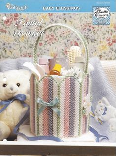 a magazine cover with a basket and teddy bear