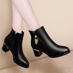 Women Genuine Sheepskin Leather Ankle Boots Casual Autumn Winter Thick High Heels New Chelsea Booties Shoes Korean Fashion M0124 Women Shoes Sheepskin Leather Short Boots Casual Autumn Winter Boots New Thick Heel Boots Korean Style Fashion Size : 34,35,36,37,38,39,40,41 Boot Type: Chelsea Boots Material : Sheepskin Leather Lining Material: (Autumn Style:Synthetic;Winter:Short Plush.) Heel Height : 5 CM Shaft Material: Sheepskin Leather Boot Height: Ankle Toe Shape: Round Toe Fashion Element: Zip Winter Closed Toe Heeled Boots In Faux Leather, Winter Closed Toe Faux Leather Heeled Boots, Winter Faux Leather Heeled Boots With Closed Toe, Winter Faux Leather Closed Toe Heeled Boots, Winter Faux Leather Boots With Low Heel, Winter Formal Closed Toe Martin Boots, Formal Closed Toe Martin Boots For Winter, Elegant Winter Booties In Faux Leather, Elegant Faux Leather Winter Booties