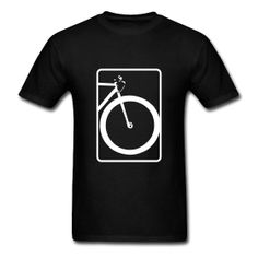 a black t - shirt with a white bicycle on the front and bottom part of it