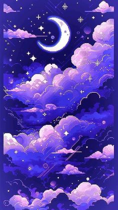 the sky is filled with clouds and stars, as if it were painted in purple