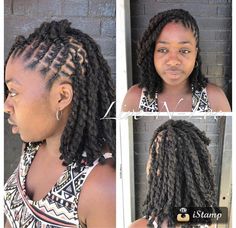 Loc Flat Twists, Braid Back Loc Styles, Retwist Styles For Locs Women, Medium Long Loc Styles, Loc Side Styles, Lox Styles For Women Long, Locs Rope Twist Styles, Short 2 Strand Twist Loc Styles, Loc Styles To The Side