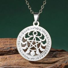 Enhance your style with gorgeous Witchcraft Moon phases Pentacle Necklace - crafted of stainless steel in striking steel and gold hues! Opting for stainless steel ensures these earrings are rust-proof, allergy-free, won't lose their shape, and won't discolor - plus, its anti-acid and anti-alkali properties guarantee a lasting look. Summon a magical, witchy vibe with these ravishing Witchcraft necklaces! 🔮 Pagan Yule, Wicca Jewelry, Witch Fashion, Allergy Free, Necklace Craft, Witchy Vibes, Moon Phases, Gold Color, Gold