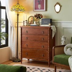 a living room scene with focus on the dresser