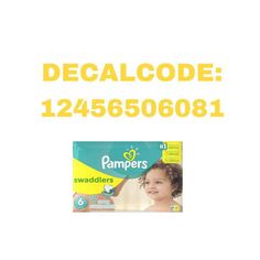 a package of pampers swaddlers with the words decalcode