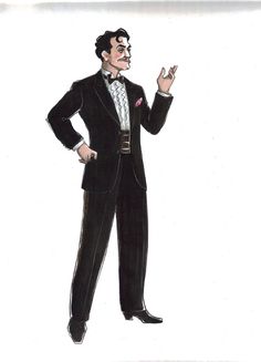 a drawing of a man in a tuxedo