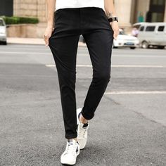 Mens Stretch Pants, Mens Trousers Casual, Men Trousers, Stylish Pants, Trousers Pants, Pencil Pants, Type Of Pants, Slim Fit Pants, Cotton Pants