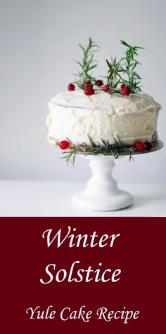 winter solstice cake recipe with white frosting and cranberries on top