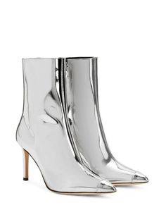 Giuseppe Zanotti Mirea 85mm Leather Boots - Farfetch Elegant Silver Ankle Boot Heels, Silver Fitted Boots With Reinforced Heel, Metallic Ankle Boots For Formal Occasions, Glamorous Fitted Silver Heeled Boots, Metallic Fitted Heeled Boots With Pointed Toe, Modern Metallic Boots With Pointed Toe, Silver Ankle Boots With Reinforced Heel, Glamorous Metallic Pointed Toe Boots, Elegant Silver Ankle Heeled Boots