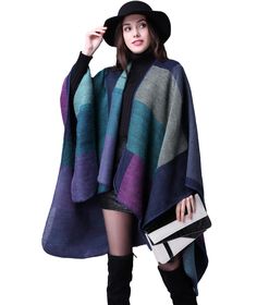 PRICES MAY VARY. 【 Poncho Size】--- Shawl Length : One size 51.2 inch*61 inch (130*150CM) 【Superior Fabric】--- This ponchos for women is made of 50% polyester and 50% acrylic. Comfortable soft fabric draped over the body, warm and cozy shawls for women. 【Fashion Design】--- This womens ponchos and wraps has multiple classic and fashionable styles for you to choose. Free sleeve cloak style, open front, with double-sided reversible, both dark side and light side is suitable for outfits, it is like b Fall Poncho, Poncho Scarf, Scarf Women Winter, Boho Coat, Cashmere Scarf Women, Purple Wrap, Cashmere Cape, Pants Short, Plaid Poncho