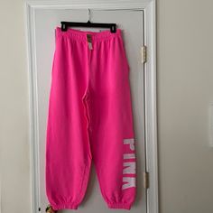 *Victoria's Secret Pink Fleece Joggers *New With Tags *Size: Medium *Color: Hot Pink *"Pink" Logo On Left Leg. *Elastic At Waist. *Elastic At Leg Opening. *Inseam: Approx. 27" *Relaxed Fit. *Victoria's Secret Sizing. Not Responsible For Actual Fit. Victoria's Secret Pink Pants For Loungewear, Sporty Loungewear Bottoms From Victoria's Secret, Victoria's Secret Pink Casual Pants, Tie Dye Loungewear, Black Athletic Pants, Tapered Sweatpants, Velvet Joggers, Tie Dye Sweatpants, Pink Joggers