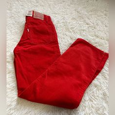 New With Tags, Tomato Red Corduroys. “ ‘94 Baggy Fit”. Waist, Laying Flat, 14 Inches. Rise, 10 Inches, Inseam 31 Inches. Please Ask Any Questions Before Purchasing. Pet Free Home. Smoke Free Home. Bundle And Save. Levi's Cotton Bottoms For Winter, Levi's Cotton Winter Bottoms, Classic Red Bottoms For Winter, Classic Red Winter Bottoms, Casual Red Levi's Bottoms, Retro Red Bottoms For Winter, Red Straight Leg Corduroy Bottoms, Red Corduroy Pants For Winter, Casual Red Corduroy Pants