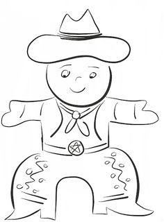 a drawing of a person wearing a cowboy hat and holding his arms out in the air