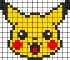 a pixellated image of a yellow and black cat's face with red eyes