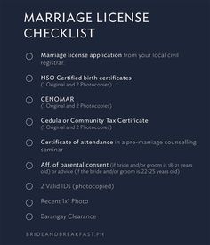 the marriage license checklist is shown