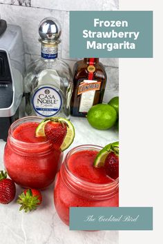 the frozen strawberry margarita is ready to be served