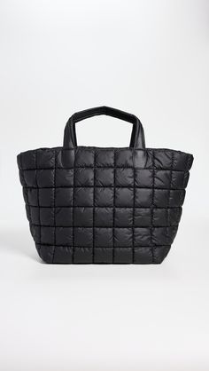 Black Rectangular Nylon Bag, Functional Nylon Quilted Bag, Quilted Nylon Double Handle Bag, Black Nylon Bags With Zipper Closure, Black Nylon Shoulder Bag For Errands, Black Nylon Bag With Zipper Pocket, Quilted Nylon Top Handle Bag, Black Nylon Shopping Bag, Packable Rectangular Nylon Bag