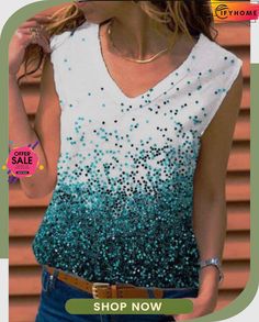 Sleeveless Cotton-blend Polka Dots T-shirt Polka Dot Shirt, Fashion Pattern, Elegant Fashion, Fashion Online Shop, Fashion Prints, Casual Chic, Tank Top Fashion, Black Fashion, Hot Sale