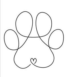 a dog's paw with a heart in the middle and an outline on it