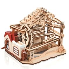 a wooden model of an old mill