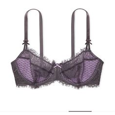 Nwt Description In The Photos. Really Pretty And Gives A Nice Lift Fitted Full Cup Purple Bra, Victoria's Secret Partially Lined Lace Bra, Fitted Purple Bra With Lace Trim, Victoria's Secret Underwire Bra Partially Lined, Victoria's Secret Sheer Lace Bra, Victoria's Secret Fitted Lace Bra, Victoria's Secret Fitted Lace Trim Bra, Fitted Lace Bra By Victoria's Secret, Purple Bra