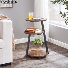 a living room scene with focus on the end table