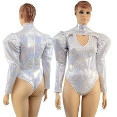 This fierce, white kaleidoscope romper is created from four way stretch spandex.. It features a window neckline that combines a turtleneck overpass with a V neckline. Long sleeves with a victoria shoulder, a back zipper, for easy dressing, and a Brazilian cut leg for a LOT of cheekiness, its basically thong back!   Want it in a different fabric?  Just ask! This item is made to order. Ships out within 5 days of purchase.   Want it in a different fabric?  Just ask! Womens Sizing (See below for ins White Fitted Unitard For Party, Stretch White Unitard For Parties, White Stretch Unitard For Party, White Stretch V-neck Jumpsuits And Rompers, White Fitted Bodysuit For Party, Fitted White V-neck Bodysuit, White Fitted V-neck Bodysuit, Brazilian Cut, Easy Dressing