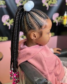 stitch braided ponytail Cute Braids Into A Ponytail, Girls Braided Ponytail Hairstyles Black, Little Black Girls Braided Hairstyles For Kids Ponytail, Hair Braided Into A Ponytail, Kids Braided Updo Hairstyles, Up Braided Ponytail, Quick Kids Braided Hairstyles, Hairstyles For 5 Year Girl Black Braids