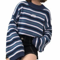 Loose Blue Sweater with Vintage Style Stripes



 This loose and timeless blue striped sweater will delight you. It is well cut and its vintage cut will make this piece unique in your wardrobe. Its thick and soft knit makes it a must-have for cooler days. Accessorize it with a pencil skirt or leather pants for a chic and modern look . Wear it with sneakers for a more casual style or a pair of leather ankle boots for a more sophisticated look.

 ✂ DETAILS



 Compositions: cotton, polyester




 Color: Blue

 One size fits all

 Durable, retains its shape after washing




 Washing: machine washable at 30 degrees




 Free Shipping




 ✂ SIZE GUIDE 









 Size (in cm)

 Shoulders

 Chest width

 Length

 Sleeves











 Unique

 126

 118

 48

 47 Harajuku Fashion Kawaii, Estilo Harajuku, Harajuku Outfits, Jersey Vintage, Women Sweaters Winter, Loose Knit Sweaters, Tumblr Outfits, Casual Stripes, Harajuku Fashion