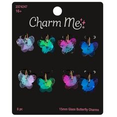 charm me butterfly charms in assorted colors and sizes, 6 / pkg