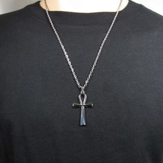 Stainless Steel Ankh Pendant, Hypo Allergenic Jewelry, Spiritual Jewelry, Men's Necklace, Men's Jewelry, Woman Necklace, Cross Pendant STAINLESS STEEL CHAINS - Hypo Allergenic, Resist Tarnishing Flat Link Chain, 4 x 3mm, Stainless Steel Chain, Lobster Clasp Twist Curb Chain, 4.6 x 3.3 x 0.6mm, Stainless Steel Chain, Lobster Clasp Ball Chain, 2.4mm, Stainless Steel Chain, Ball Connector Rolo Chain, 3 x 1mm, Stainless Steel Chain, Lobster Clasp Also available with a Corded Necklace: https://jdsfas Symbolic Cross Pendant Necklaces, Jewelry Spiritual, Corded Necklace, Ankh Pendant, Woman Necklace, Necklace Cross, Men's Necklace, Spiritual Jewelry, Rolo Chain