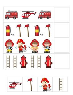 the worksheet is filled with pictures of firemen and ladders to learn how to