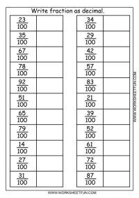 worksheet for adding fraction to the number line with two numbers and one hundredths