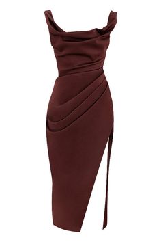 'Rhoda' is cut from our ultra luxe duchess satin and has an off shoulder fit for that sexy languid vibe. It's fully bones through the corset with a balconette cut that's super flattering for the bust. The side draping snatches the waist right in a... Off The Shoulder Corset Dress, Burgundy Midi Dress, Gaun Fashion, Grad Dresses, House Of Cb, Looks Chic, Corset Dress, Fancy Dresses, Midi Dresses