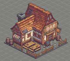 an old - fashioned bar is depicted in this pixel art