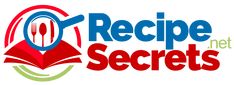 the recipe net secrets logo is shown in red, blue and green with an open book