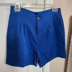 -Pockets -Pleated Shein Shorts, Color Blue, Fast Delivery, Size 6, Womens Shorts, Women Shopping, Blue, Color