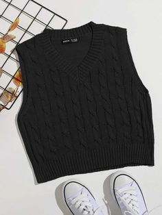 V Neck Cable Knit Sweater, Sweater Vests, Teen Fashion Outfits, Dream Clothes