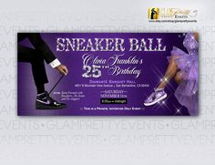 a purple and black flyer for an event