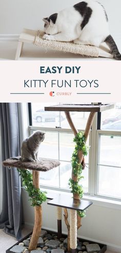 Fun Cat Toys Diy Jouet Pour Chat, Cat Trees Homemade, Cat Tree Plans, Katt Diy, Cat Tree Designs, Katt Grejer, Kat Diy, Chat Diy, Branches Diy