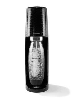 a black and silver water dispenser on a white background