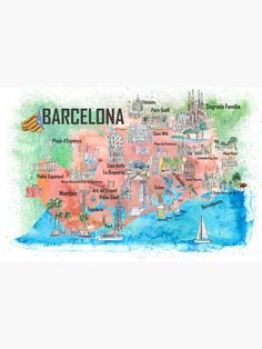 a watercolor map of barcelona, spain