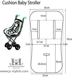 the baby stroller is shown with measurements