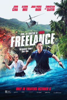 a movie poster for the film's release, freelance with two people in water