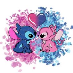 two cartoon characters kissing each other with hearts in the background and sprinkles all around them