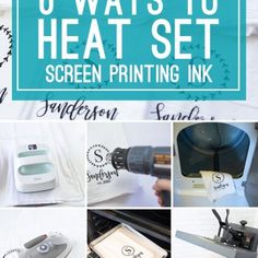 there are many different types of printers on this page and the text reads 8 ways to heat set screen printing ink