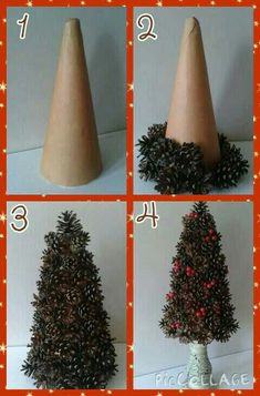 instructions to make a pine cone christmas tree