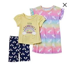 New tag girls 3pc Saint Eve rainbow print nightgown and shorts, pajamas any size 5T Cute Sleepwear, Rainbow Kids, Big Girl, Kids Pajamas, Pajama Sets, Baby & Toddler Clothing, Printed Leggings, Toddler Girls, Toddler Outfits