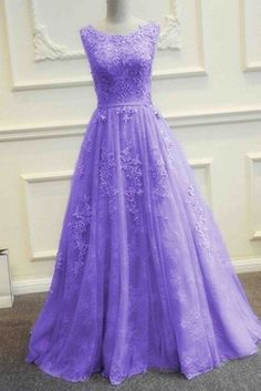 O-Neck Appliques Prom Dresses,Long Prom Dresses,Cheap Prom Dresses, Evening Dress Prom Gowns, Formal Women Dress,Prom Dress Elegant Purple Gown With Tulle Skirt, Vestido Color Lila, Purple Tulle, Backless Evening Dress, Long Evening Dresses, Tulle Evening Dress, Prom Dresses Modest, Backless Prom Dresses, Long Evening Gowns