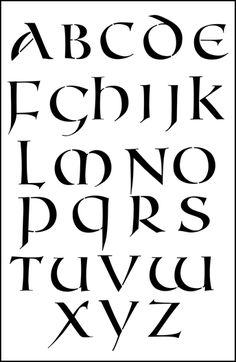 an old english alphabet in black and white with the letters capital, lowercase, uppercase