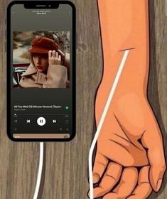 an image of someone's hand holding the music player on their cell phone screen